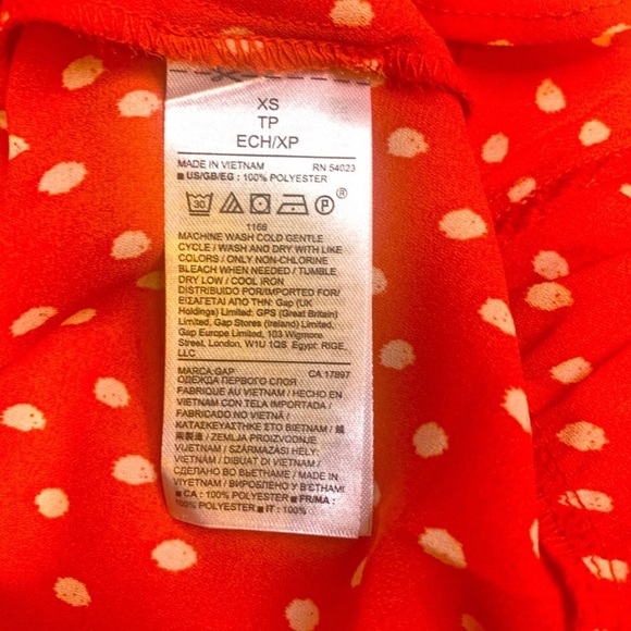 NWT Gap Ruffled Orange/Red Polka Dot Wrap Shirt XS - Picture 6 of 6